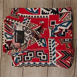 FRONTIER SERIES Red Aztec Abstract‎ Cotton Sz XL Western Long Sleeve Shirt RARE